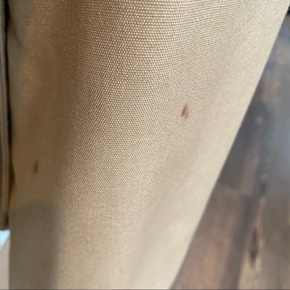 Vintage tan faux fur trim button up cinched waist Hooded coat Cotton - Picture 7 of 8